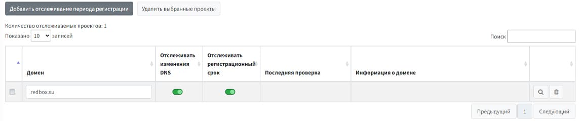 Список доменов